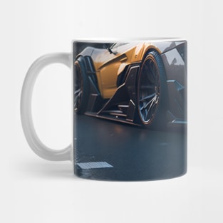 Dark Sports Car in Japanese City Mug